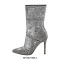 Pointed Toe Crystal Rhinestones Side Zipper Ankle Highs Stiletto Heels Boots - Black