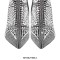 Pointed Toe Crystal Rhinestones Side Zipper Ankle Highs Stiletto Heels Boots - Black