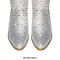 Pointed Toe Chunky Heels Glitter Bling Shiny Rhinestones Knee Highs Boots - Silver Pink