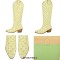 Pointed Toe Chunky Heels Pull On Canvas Western Boots - Yellow