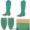 Pointed Toe Chunky Heels Pull On Canvas Western Boots - Green