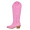 Pointed Toe Chunky Heels Pull On Canvas Western Boots - Pink