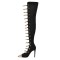 Pointed Toe Stiletto Heels Metal Chain Sexy Boots - Black