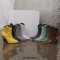 Pointed Toe Chunky Heels Chain Decorated Crocodile Print Ankle Highs Wedges Cowboy Boots - Pink