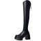 Round Toe Chunky Heels Back Zipper Over The Knees Marshmallow Winter Boots - Black