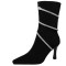 Pointed Toe Stiletto Heels Snake Shaped Rhinestones Side Zipper Ankle High Boots - Black