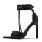 Pointed Open Toe Stiletto Heels Vintage Gothic Ankle Buckle Straps Sandals - Black Faux Leather