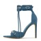 Pointed Open Toe Stiletto Heels Vintage Gothic Ankle Buckle Straps Sandals - Blue Denim