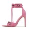 Pointed Open Toe Stiletto Heels Vintage Gothic Ankle Buckle Straps Sandals - Pink Faux Leather