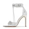 Pointed Open Toe Stiletto Heels Vintage Gothic Ankle Buckle Straps Sandals - Silver Faux Leather