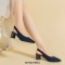 Pointed Toe Chunky Heels Knitted Summer Slingback Sandals - Blue