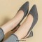 Pointed Toe Chunky Heels Knitted Summer Slingback Sandals - Gray