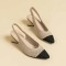 Pointed Toe Chunky Heels Knitted Summer Slingback Sandals - Multicolor