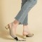 Pointed Toe Chunky Heels Knitted Summer Slingback Sandals - Multicolor