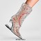 Pointed Toe Strange Leopard Teeth Heels Ankle Highs Transparent Rivet Rhinestones Booties - Clear