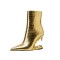 Pointed Toe Strange Leopard Teeth Heels Ankle Highs Booties - Gold