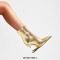 Pointed Toe Strange Leopard Teeth Heels Ankle Highs Booties - Gold