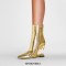 Pointed Toe Strange Leopard Teeth Heels Ankle Highs Booties - Gold