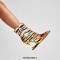 Pointed Toe Strange Leopard Teeth Heels Ankle Highs Booties - Leopard