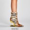Pointed Toe Strange Leopard Teeth Heels Ankle Highs Booties - Leopard