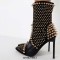 Pointed Toe Stiletto Heels Side Zipper Rivet Decorated Punk Gothic Ankle Highs Boots - Black