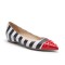 Halloween Cruella Beetlejuice Zebra Stripe Red Pointed Rivet Toe Flats Loafers
