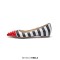 Halloween Cruella Beetlejuice Zebra Stripe Red Pointed Rivet Toe Flats Loafers