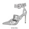 Pointed Toe Ankle Buckle Straps Rivet Decorated Stiletto Heels Punk Gothic Pumps - Silver