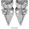Pointed Toe Ankle Buckle Straps Rivet Decorated Stiletto Heels Punk Gothic Pumps - Silver