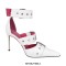 Pointed Toe Ankle Buckle Straps Rivet Decorated Stiletto Heels Punk Gothic Pumps - White