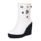 Round Toe Platforms Ankle Highs Rhinestones Wedges  Boots - White