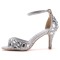 Peep Toe Ankle Buckle Straps Kitten Heels Dorsay Crystal Rhinestones Sandals Pumps - Silver