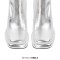 Square Toe Chunky Heels Low Platforms Side Zip Knee Highs Boots - Silver Patent