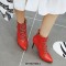 Pointed Toe Stiletto Heels Ankle High Chain Decorated Zipper Punk Boots - Red