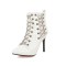 Pointed Toe Stiletto Heels Ankle High Chain Decorated Zipper Punk Boots - White