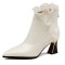 Pointed Toe Kitten Heels Ankle High Elegant Net Decorated Vintage Crocodile Pattern Booties - Beige