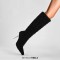 Pointed Toe Crystal Stiletto Heels Knee Highs Warm Fluffy Curly Booties with Side Zipper - Black Faux Wool