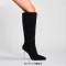 Pointed Toe Crystal Stiletto Heels Knee Highs Warm Fluffy Curly Booties with Side Zipper - Black Faux Wool