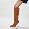 Pointed Toe Crystal Stiletto Heels Knee Highs Warm Fluffy Curly Booties with Side Zipper - Brown Faux Wool