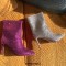 Pointed Toe Stiletto Heels Rhinestones Ankle Highs Boots - Fuchsia