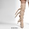 Pointed Toe Stiletto Heels Belt Buckle Straps Over The Knees Punk Boots - Tan Faux Leather