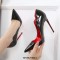 Pointed Toe Stiletto Heels Patent Shallow V Cut Pumps - Black