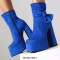 Round Toe Chunky Heels Ankle High Platforms Tie Decorated Zipper Booties - Gray