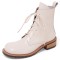 Round Toe Side Zipper Ankle High Side Zipper Winter Wedges Boots - Beige