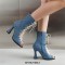 Peep Toe Lace Up Ankle Highs Jazz Dance Party Chunky Heels Boots Sandals - Blue