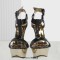 Peep Toe Ankle Buckle T Straps Heelles Metallic Platforms Sandals - Gold Patent