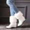 Round Toe Side Zipper Ankle High Faux Fur Winter Snow Wedges Boots - White