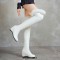 Round Toe Side Zipper Over The Knees Faux Fur Winter Snow Wedges Boots - White