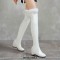 Round Toe Side Zipper Over The Knees Faux Fur Winter Snow Wedges Boots - White