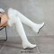 Round Toe Side Zipper Over The Knees Faux Fur Winter Snow Wedges Boots - White